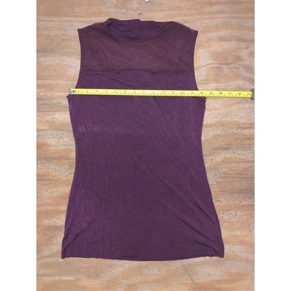 Bailey 44 Rem Tank Maroon Purple Highneck Shirt, Mesh Sheer Neck, Size Small - Picture 6 of 7